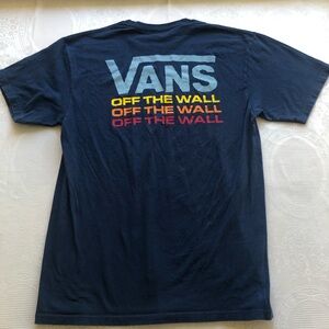 Vans Of The Wall Men’s Size M Blue T-Shirt Short Sleeves Logo Print Casual Tee